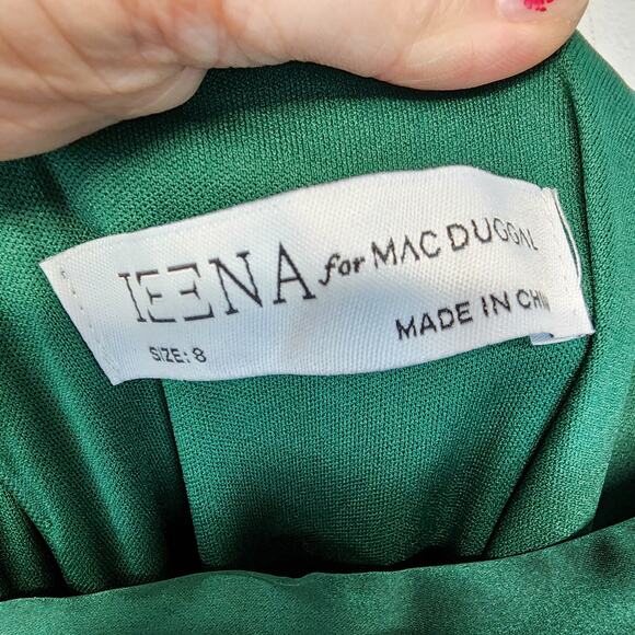 Mac Duggal Satin Maxi Dress Formal Prom Gown Size 8 Emerald Green One Shoulder - Picture 12 of 16